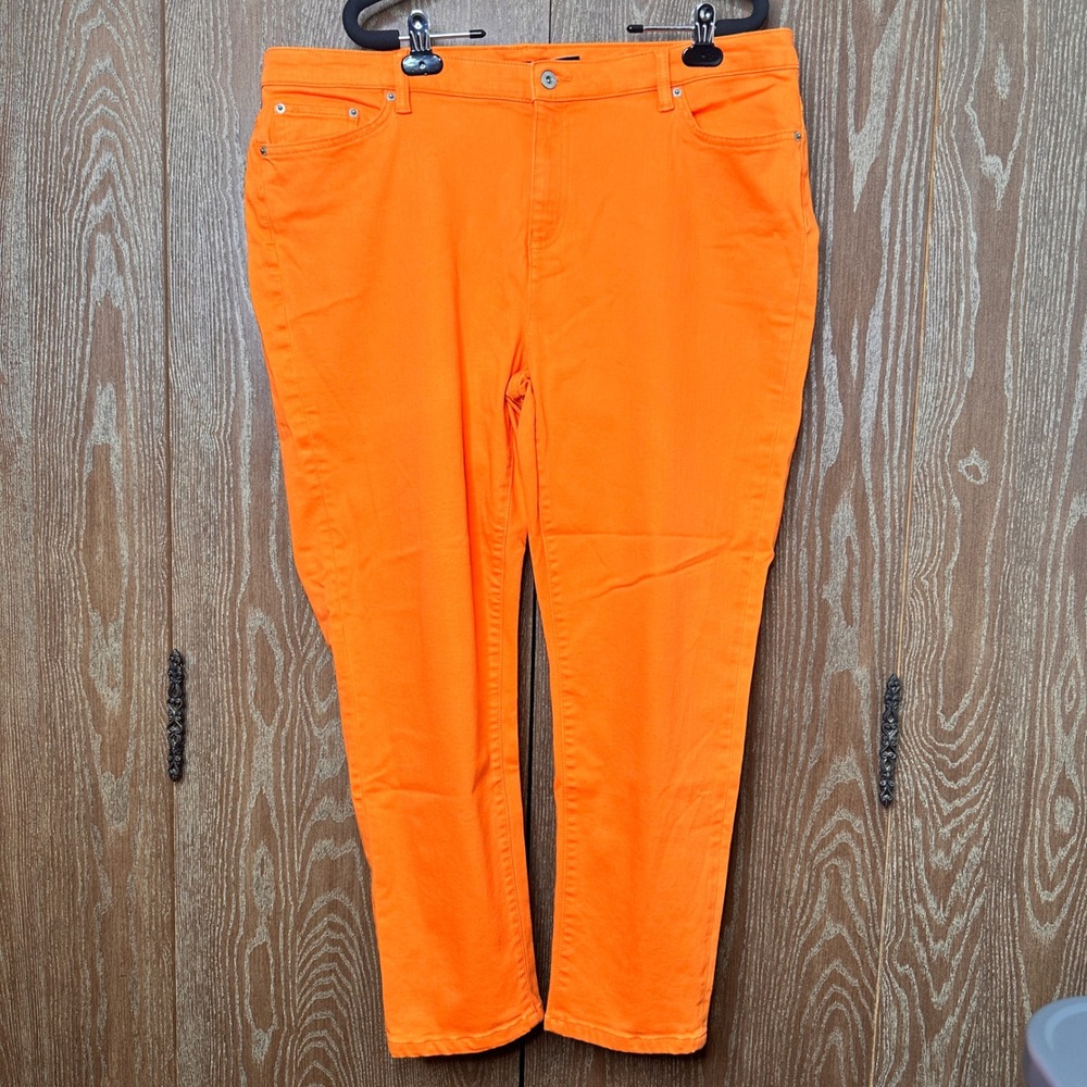 Lauren Ralph Lauren Womens Orange Straight Leg Jeans Plus Sz 20W Relaxed Stretch